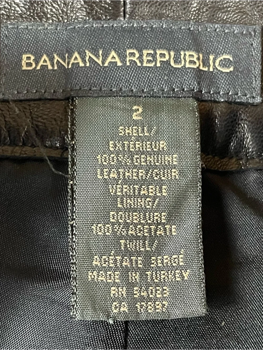 VTG Banana Republic Liquid Leather Pants Size 2 (28x28) Goth Emo Rave Black F95